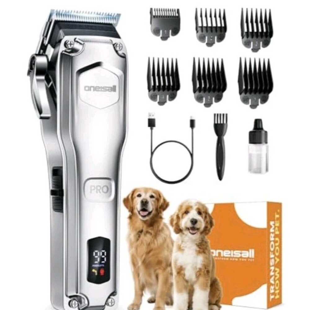 Oneisall Dog Clippers Cordless Low-Noise Grooming Shaver Thick Coats Pets Max